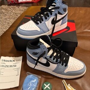 Jordan 1 Retro High White and University Blue Sneakers